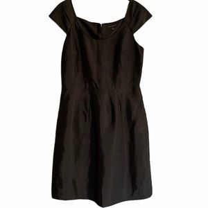 Banana Republic Black Cap Sleeve Satin A-Line Dress with Pockets Size 8